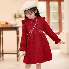 批发【复合布+拉链】公主裙<b class='q'>女</b><b class='q'>童</b>连衣裙冬装加绒加厚儿童<b class='q'>裙子</b>2025春秋