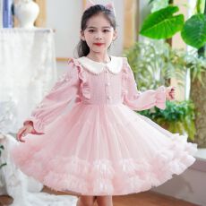批发女童连衣裙儿童洋气蓬蓬裙小女孩2025洋气公主裙新年喜庆网纱裙子