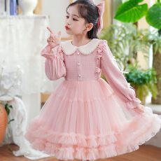 批发2025年女童连衣裙儿童洋气蓬蓬裙小女孩洋气公主裙生日网纱加厚裙