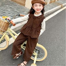 批发女童春秋套装时尚2025新款<b class='q'>儿童</b>时髦秋季<b class='q'>背心</b>女宝宝休闲三件套女孩