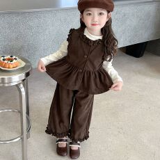 批发女童春秋套装2025新款<b class='q'>儿童</b>洋气时髦秋季<b class='q'>背心</b>女宝宝休闲秋装三件套