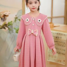 批发儿童新年加绒连衣裙2025新款女<b class='q'>韩版</b>长袖春秋款中小童洋气红色裙子