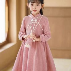 批发【复合布+拉链】女童连衣裙秋冬公主裙小女孩洋气<b class='q'>红色</b>礼服儿童裙