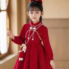 批发【复合布+拉链】女童旗袍连衣裙冬2025新款女孩洋气<b class='q'>春</b>秋季公主裙