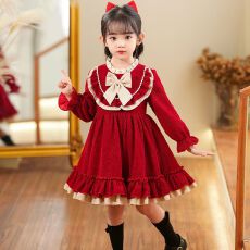 批发【原版做法+拉链】女童加绒连衣裙冬季小女孩2025可爱洛丽塔儿童