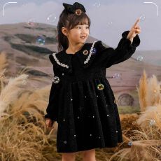 批发女童红色连衣裙2025新款<b class='q'>秋</b>冬款儿童大童冬季公主裙拜年服加绒裙子