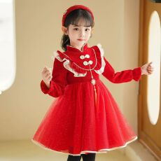 批发纱<b class='q'>裙</b><b class='q'>女</b><b class='q'>童</b>连衣<b class='q'>裙</b>2025年秋冬新款洋气儿童中国风公主<b class='q'>裙</b>宝宝加绒<b class='q'>裙</b>子