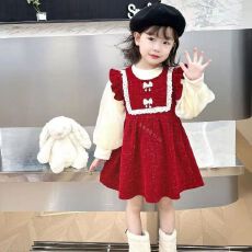 批发<b class='q'>女</b><b class='q'>童</b>连衣<b class='q'>裙</b>2025秋冬款加厚两件套<b class='q'>裙</b>子女孩<b class='q'>童装</b>洋气宝宝拜年服套装