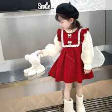 批发2025女宝宝秋冬加绒连衣<b class='q'>裙</b>洋气儿童公主<b class='q'>裙</b>中小童礼服<b class='q'>女</b><b class='q'>童</b>冬装<b class='q'>裙</b>子