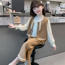 批发【高弹灯芯绒】2022新款儿童秋冬洋气时髦女孩春秋网红衣服<b class='q'>三件套</b>