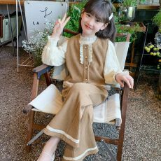 批发【高弹灯芯绒】<b class='q'>女</b><b class='q'>童</b>秋装套装2025洋气时髦休闲<b class='q'>三件套</b>女孩网红衣服