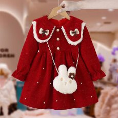 批发女童<b class='q'>冬</b>季加绒加厚连衣裙2025年时髦洋气公主裙长裙<b class='q'>冬</b>装小香风裙子
