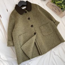 批发韩国女童秋冬装毛呢大衣2025新款洋气女宝时髦中长款加厚呢子外套