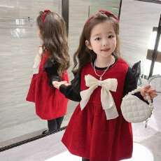 批发【金丝绒】<b class='q'>女童</b>秋<b class='q'>冬</b>连衣<b class='q'>裙</b>2026洋气儿童<b class='q'>礼服</b>公主<b class='q'>裙</b>红色时髦<b class='q'>裙</b>子女