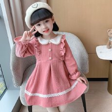 批发<b class='q'>女童</b>加<b class='q'>厚</b><b class='q'>连衣裙</b>2026新款加绒女孩红色秋冬女宝宝公主裙童装拜年服
