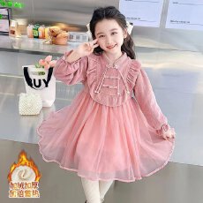 批发【复合布+拉链】<b class='q'>女童</b>网红<b class='q'>加</b>绒公主纱裙儿童冬中式<b class='q'>连衣裙</b>2026新款