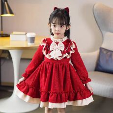 批发【原版做法+拉链】<b class='q'>女童</b>加<b class='q'>绒</b><b class='q'>连衣裙</b>冬季小女孩2026可爱洛丽塔儿童