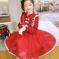 批发<b class='q'>女童</b><b class='q'>连衣裙</b>冬季新年旗袍裙童装2026年秋冬加绒加厚红色拜年服裙子