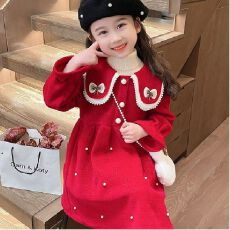 批发<b class='q'>女</b><b class='q'>童</b>秋冬款连衣裙2026<b class='q'>新款</b>红色加绒拜年服周岁礼服儿童圣诞公主裙