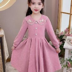 批发2026年冬季新款女童外穿长袖公主裙儿童加绒加厚喜庆小香风<b class='q'>连衣裙</b>