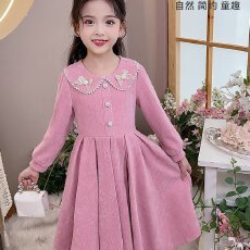 批发儿童<b class='q'>连衣裙</b>2026新款女童外穿长袖公主裙冬装儿童秋冬加绒拜年服裙