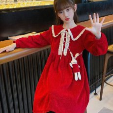 批发【金丝绒】儿童高端丝绒礼服连衣裙2026<b class='q'>秋</b>女童洛丽塔公主裙红色裙