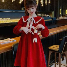 批发【金丝绒】女宝宝连衣裙2026<b class='q'>秋</b>季网红裙子女童收腰气质红色公主裙