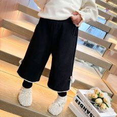 批发【欧棉绒+复合贝贝绒】女童加绒裤冬2026加厚一体绒假两件直筒裤