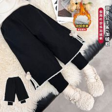 批发【欧棉绒+复合贝贝绒】女宝假两件兔子加绒加厚休闲女童长裤2026