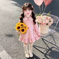 女童连衣裙2026春秋季新款儿童卡通长袖polo裙女宝宝秋装可爱裙子
