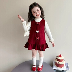 批发<b class='q'>女</b><b class='q'>童</b>秋冬季加绒红色<b class='q'>裙</b>子2026新款儿童玩偶拜年服连衣<b class='q'>裙</b>套装女宝宝