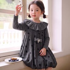 批发女童<b class='q'>连衣裙</b>套装秋季2026新款儿童花苞裙小女孩超好看韩系波点裙子