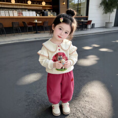 批发女童甜美公主风秋季套装2026新款<b class='q'>儿童</b>宝宝幼儿园洋气娃娃领卫衣<b class='q'>裤</b>