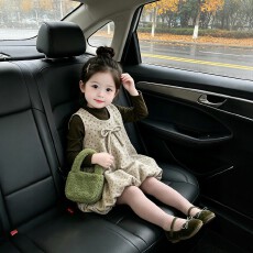 批发女童森系复古套装春秋新款女宝宝洋气打底衫碎花花苞背心裙两件套