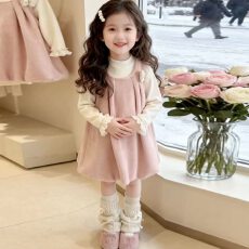批发女童连衣裙秋冬2026新款儿童冬季加绒公主裙子女孩秋装背心裙套装