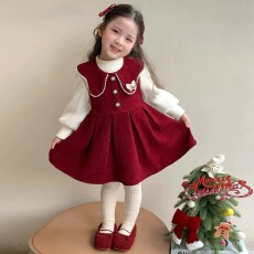 批发<b class='q'>女童</b>冬<b class='q'>装</b>连衣<b class='q'>裙</b>2026儿童加厚红色巨好看女孩宝宝冬季加绒公主<b class='q'>裙</b>子