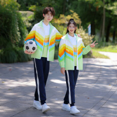 批发实拍2025新款中小学班服校服冲锋衣彩虹<b class='q'>秋</b>冬运动会开幕式服装