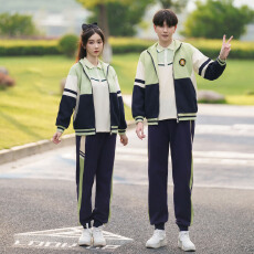 批发初中<b class='q'>班</b><b class='q'>服</b>学院风短袖三件套春季拼蓝外套高中生运动会校<b class='q'>服</b>套装<b class='q'>定制</b>