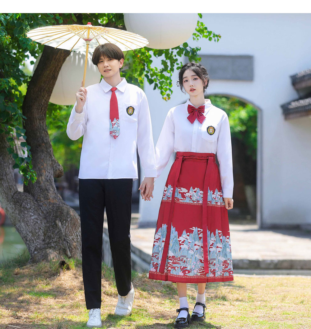 实拍 汉服民国风班服初高中生合唱演出服装