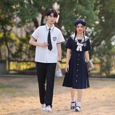 批发实拍2026新款中小学生学院风中长款连衣裙班服校服运动会服装