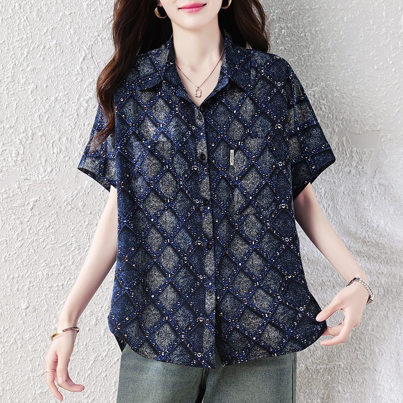 RY8932#夏季新款女士短袖衬衣百搭设计感宽松显瘦休闲小衫