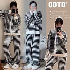 大货~新款加厚加绒珊瑚绒家居服孕妇套装冬可外穿  立领款