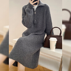 批发法式慵懒宽松针织连衣裙女2025年新款春装打底内搭秋冬季毛衣长裙