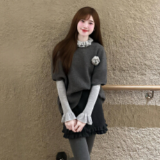 批发法式灰色针织<b class='q'>连衣裙</b>子秋季2025新款韩系巨好看早秋穿搭一整套装裙