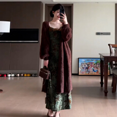 批发新中式禅意<b class='q'>吊带</b>连衣裙子女2025年新款巨好看秋季穿搭两件套装<b class='q'>长裙</b>