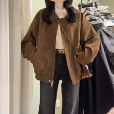 批发美式复古棕色夹克<b class='q'>外套女</b>秋冬2025新款早秋韩系穿搭小个子<b class='q'>短</b>款上衣