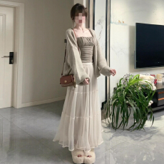 批发早秋季巨好看小个子穿搭一整套连衣裙子女2025新款韩系氛围感长裙