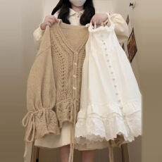 批发小个子巨好看白色吊带连衣裙子女秋冬季2025新款毛衣开衫短裙套装