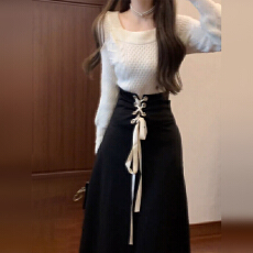 温柔系秋冬季穿搭一整套高级感独特绝美小香风针织毛衣两件套装女