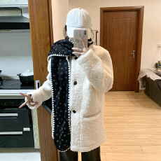 批发小香风白色羊羔毛外套女秋冬2025冬季新款加绒加厚保暖摇粒绒上衣